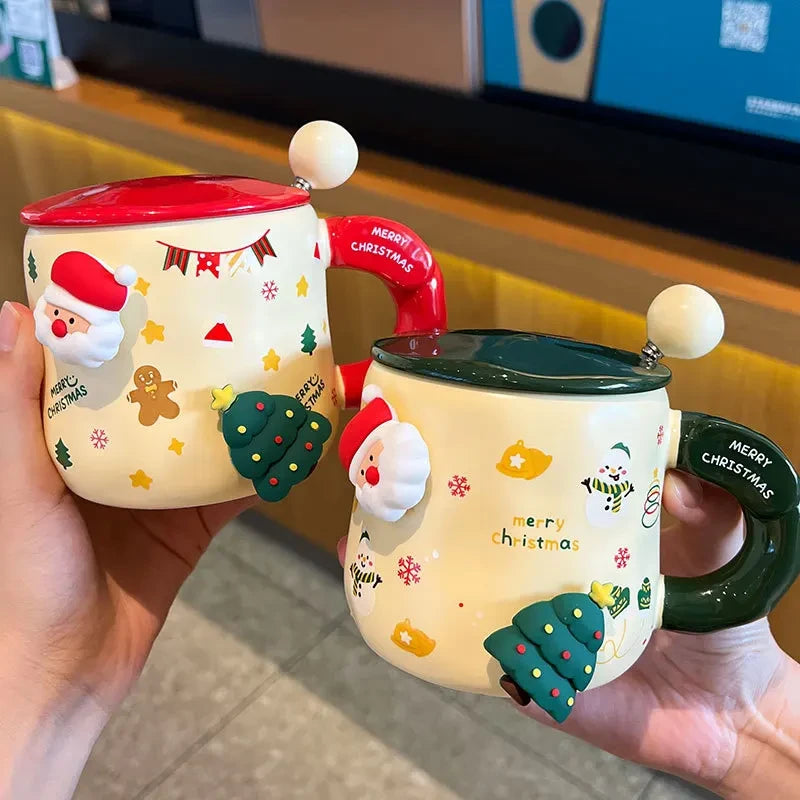 Christmas Themed Ceramic Mug with Magnetic Spoon