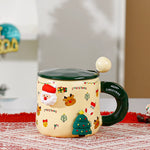 Christmas Themed Ceramic Mug with Magnetic Spoon