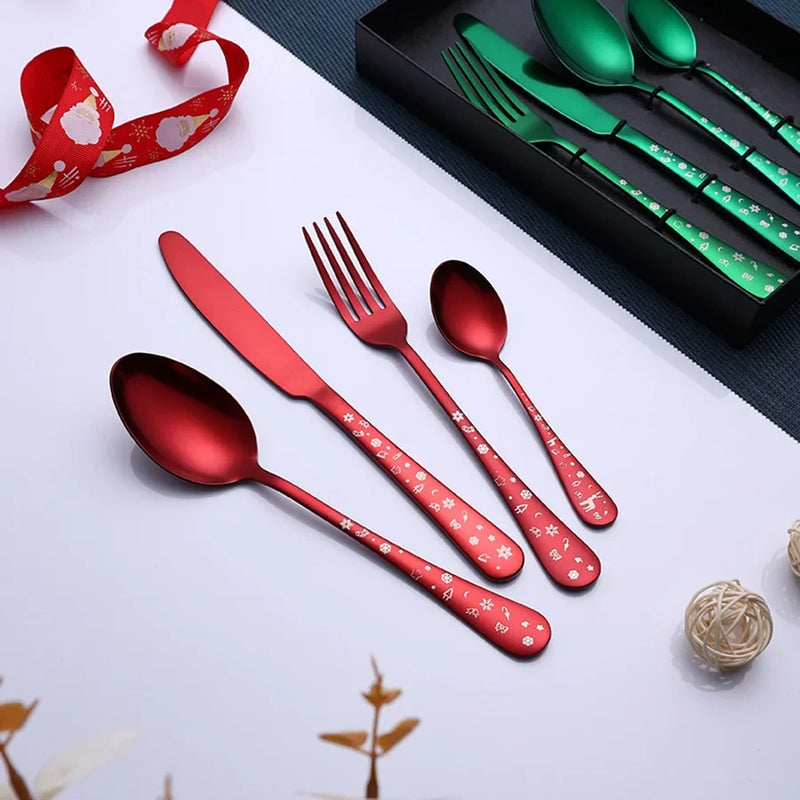 Festive Stainless Steel Flatware Set