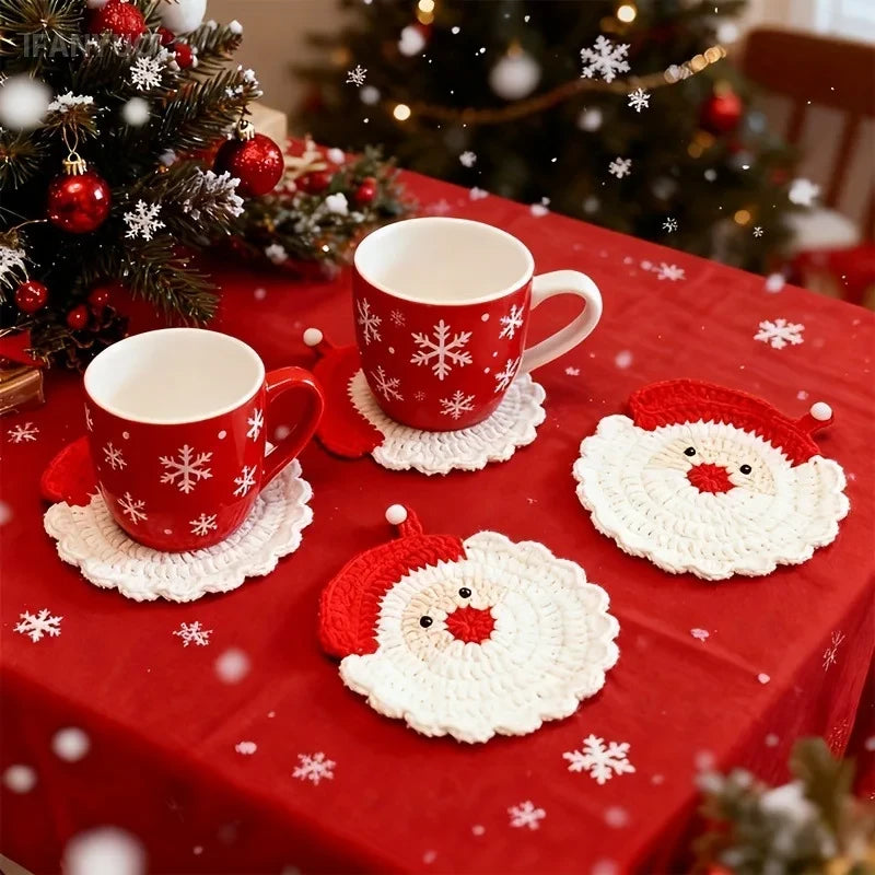 Handmade Crochet Santa Coaster