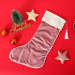 Velvet Christmas Stockings With Pom Pom Trim