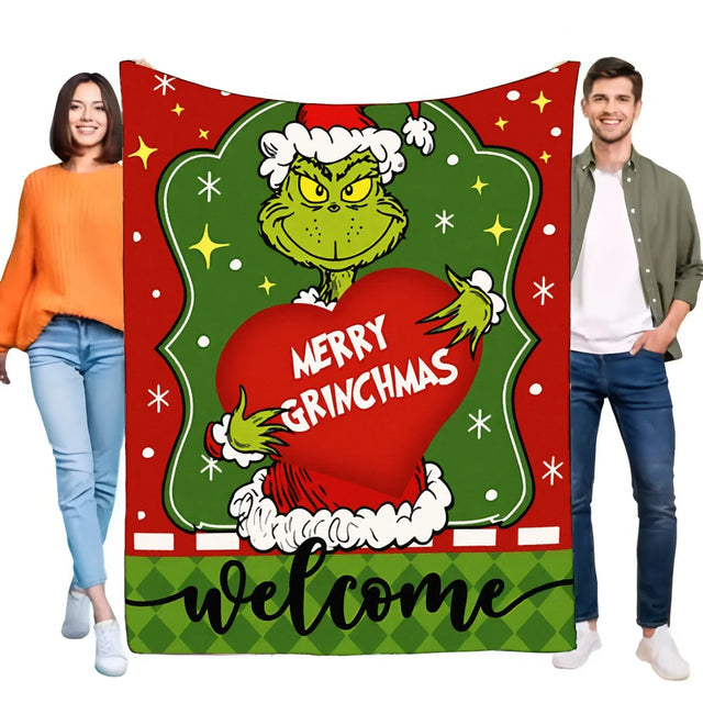 Cozy Grinch Holiday Throw Blanket