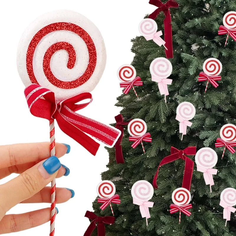 Glittery Plastic Candy Cane Christmas Ornament