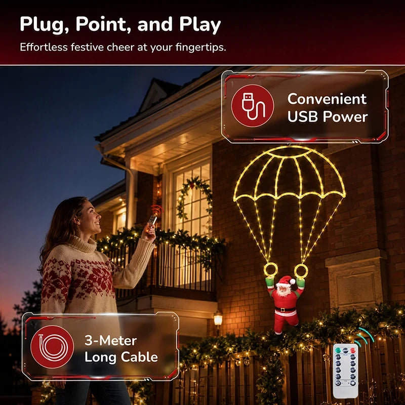 Christmas Parachute Santa Lights